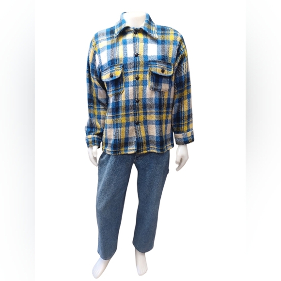 Canadian Caribou Vintage Plaid Wool Jacket 1960 EUC Size Large - Picture 2 of 8